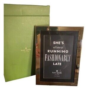 Kate Spade Lenox Blake Street Gold Black 5x7 Photo Picture Frame NEW Boxed -read